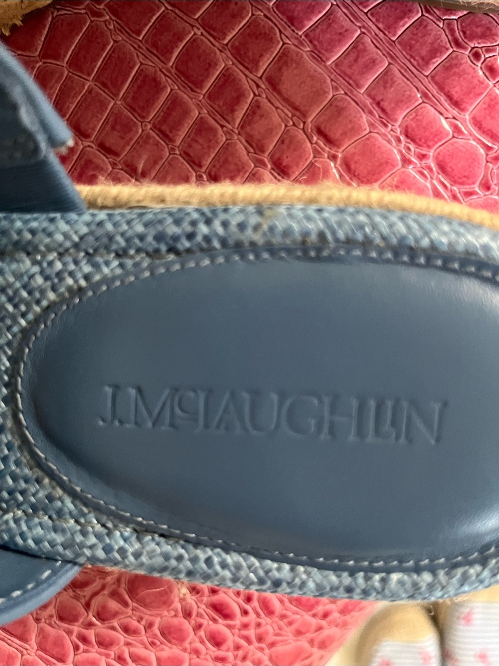 J. McLaughlin Blue Denim Espadrille Slide with Bamboo Accent - Picture 3 of 6